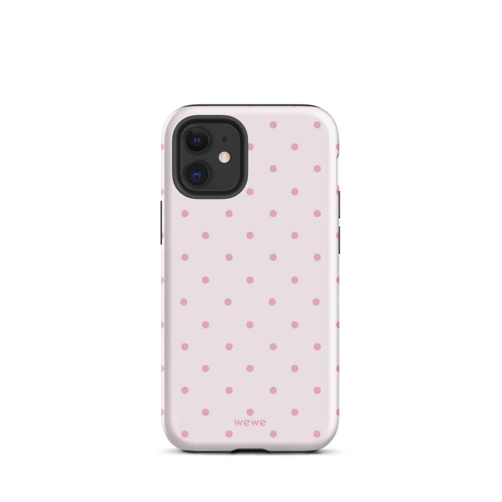 Soft pink polka dot iPhone case, perfect for coquette girls, pink lovers, aesthetic design.