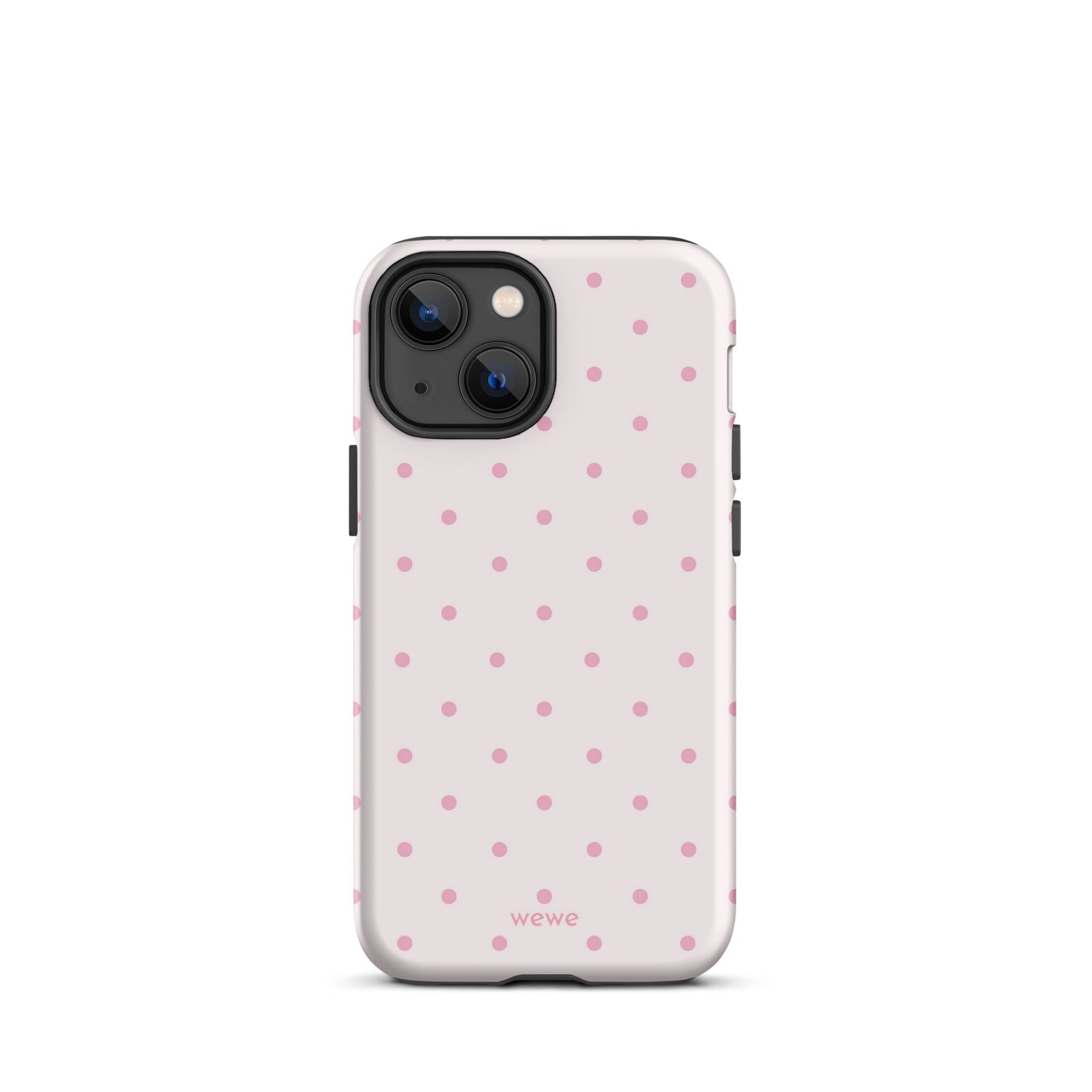 Soft pink polka dot iPhone case, perfect for coquette girls, pink lovers, aesthetic design.