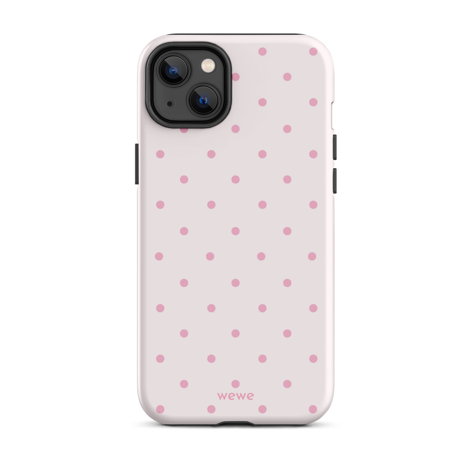Soft pink polka dot iPhone case, perfect for coquette girls, pink lovers, aesthetic design.