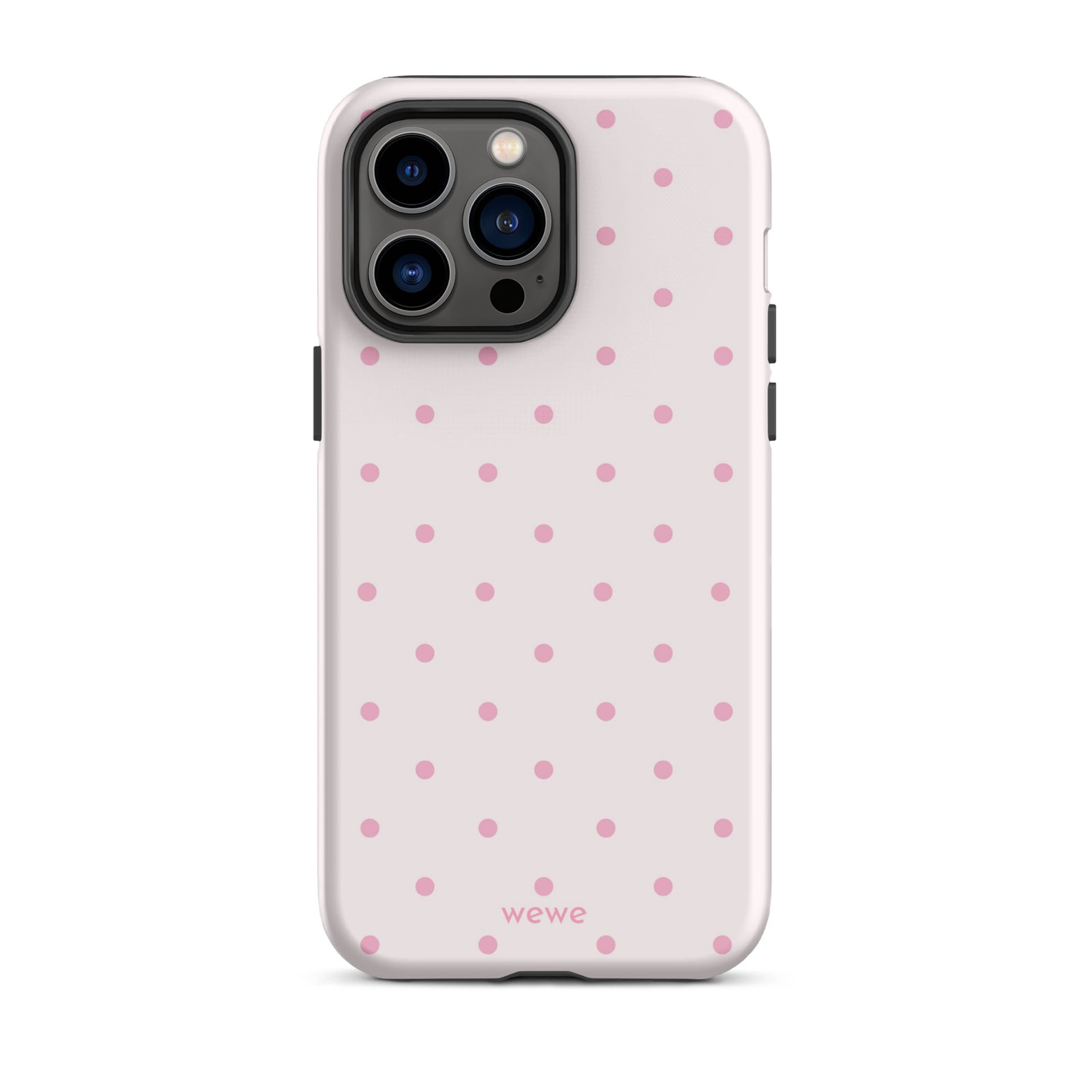 Soft pink polka dot iPhone case, perfect for coquette girls, pink lovers, aesthetic design.