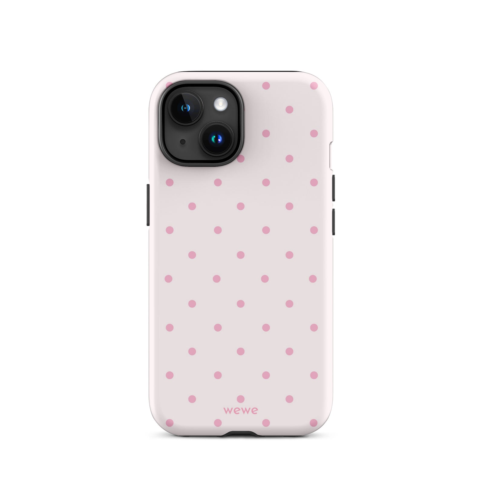 Soft pink polka dot iPhone case, perfect for coquette girls, pink lovers, aesthetic design.