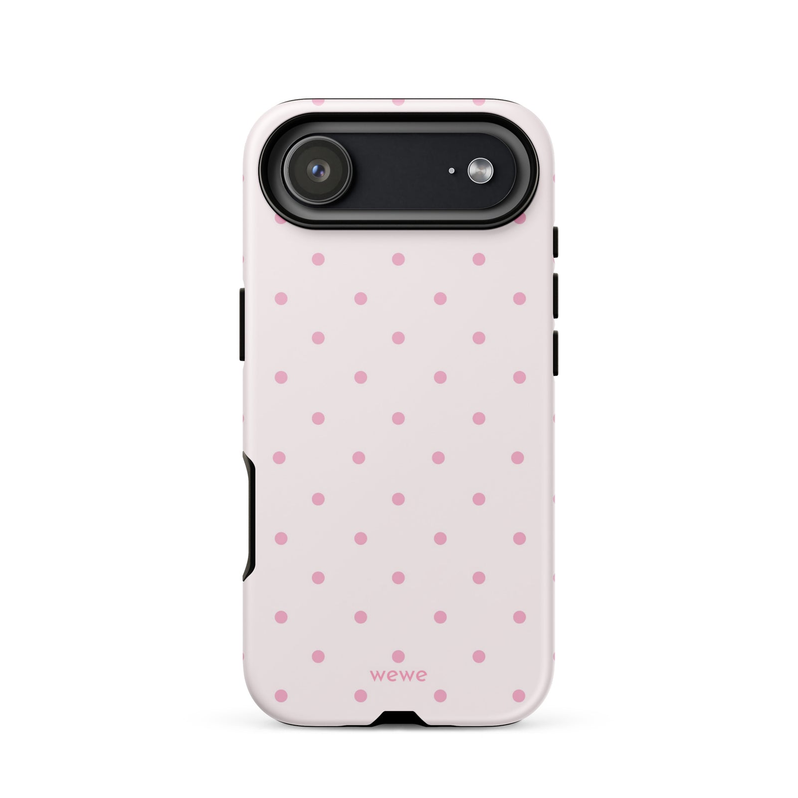 Soft pink polka dot iPhone case, perfect for coquette girls, pink lovers, aesthetic design.