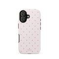 Soft pink polka dot iPhone case, perfect for coquette girls, pink lovers, aesthetic design.