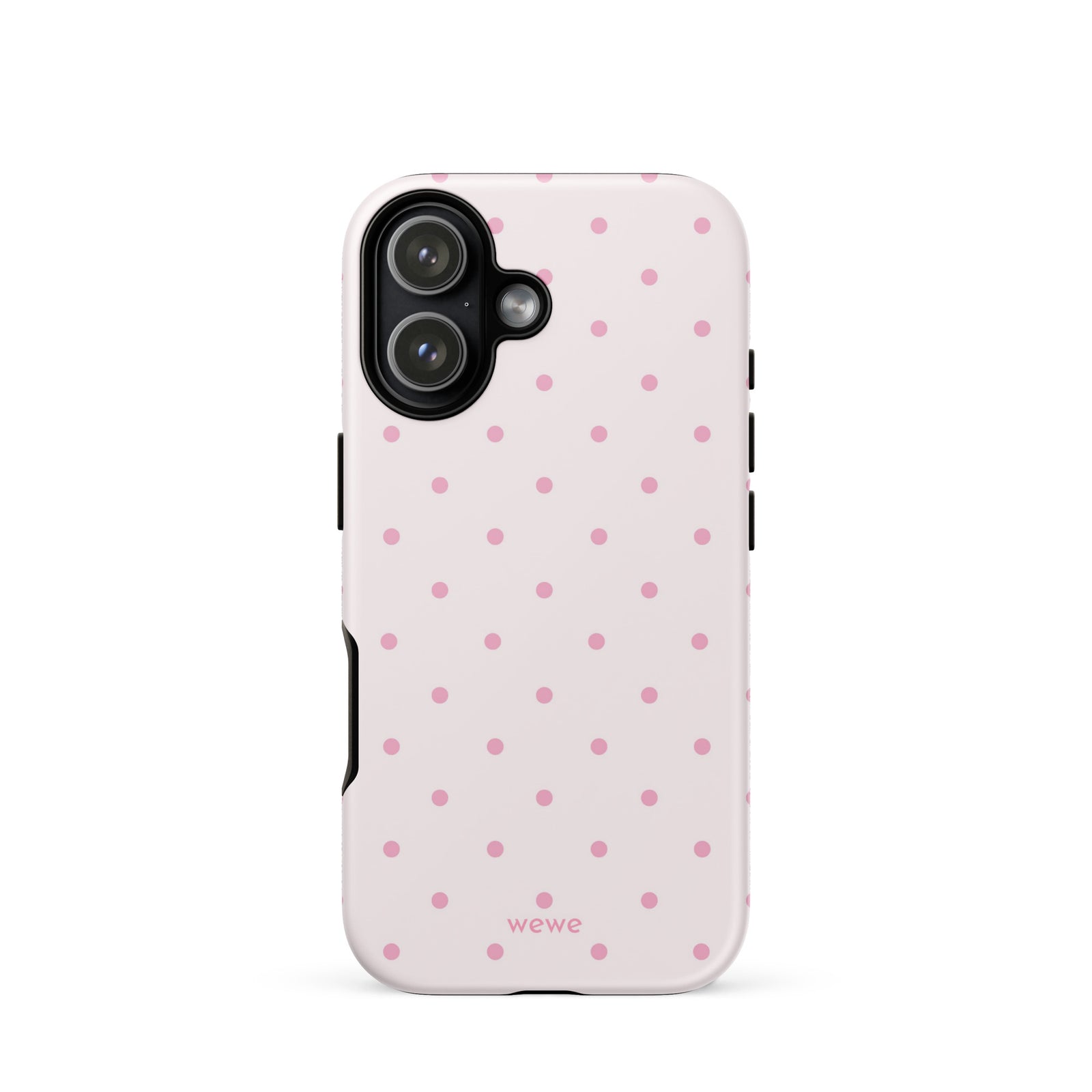 Soft pink polka dot iPhone case, perfect for coquette girls, pink lovers, aesthetic design.