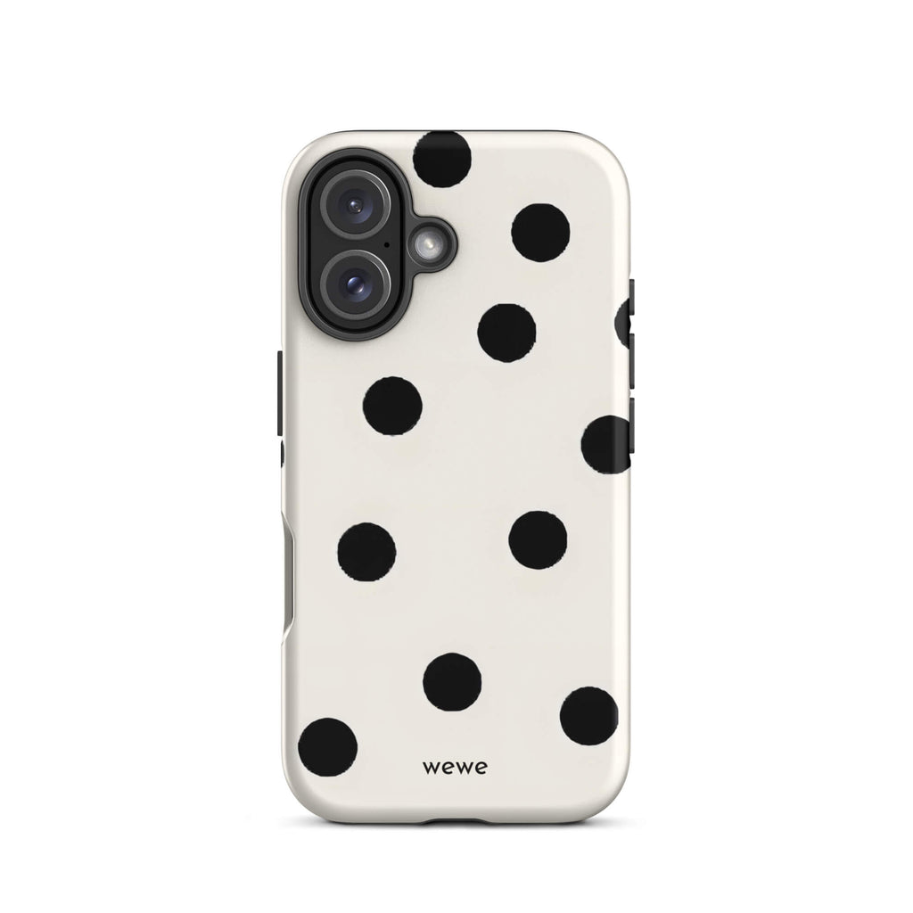 Custom bold black polka dot iphone case 16 classic modern aesthetic.