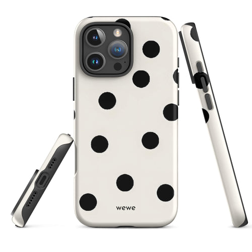 Custom bold black polka dot iphone case 16 pro max classic modern aesthetic.