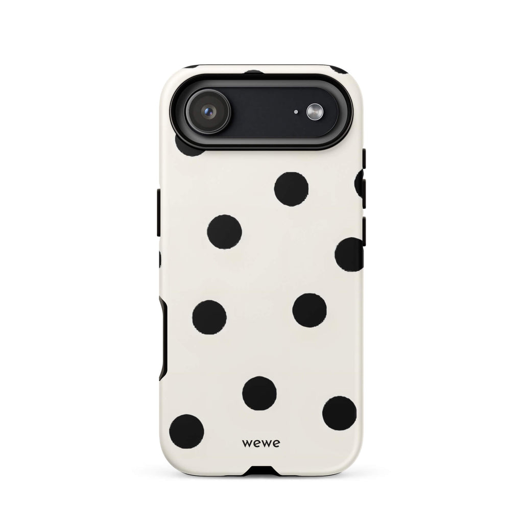 Custom bold black polka dot iphone case 17 air classic modern aesthetic.