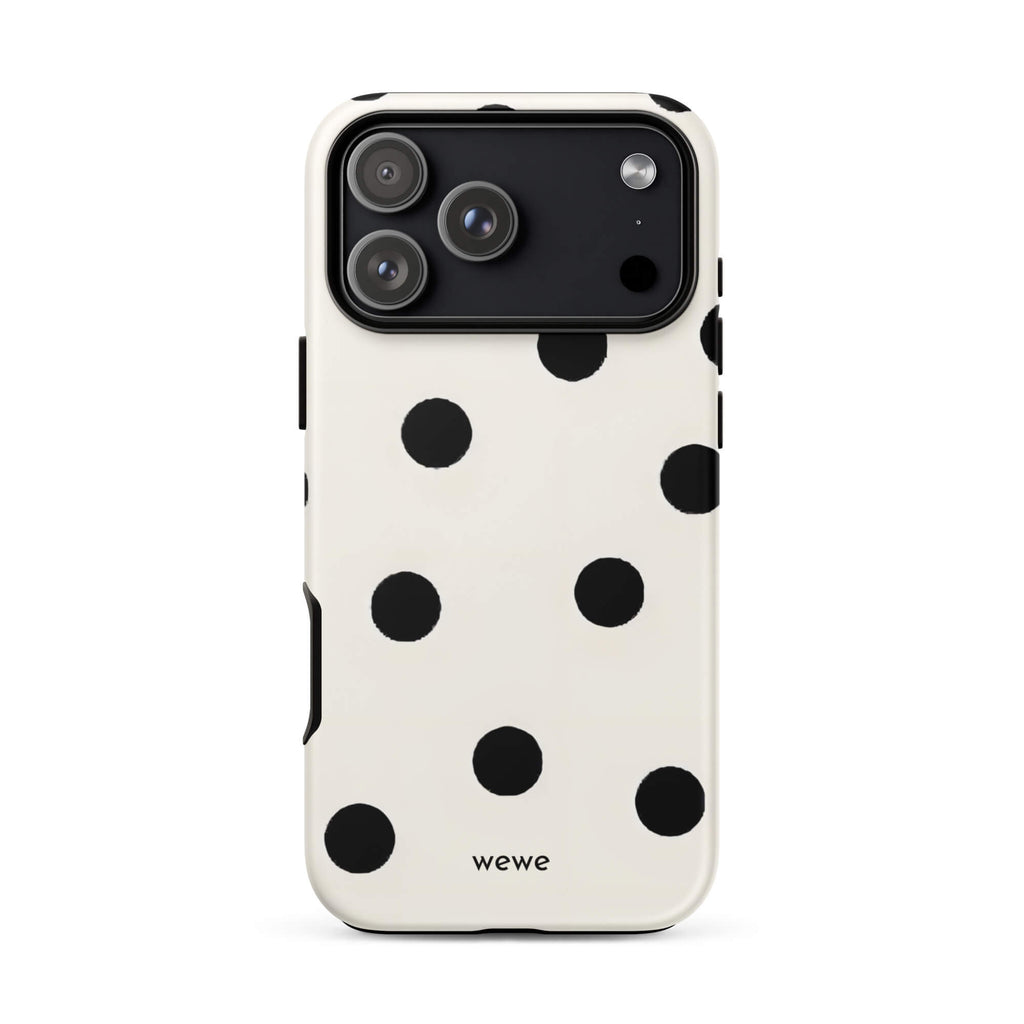Custom bold black polka dot iphone case 17 pro max classic modern aesthetic.