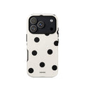 Custom bold black polka dot iphone case 17 pro classic modern aesthetic.
