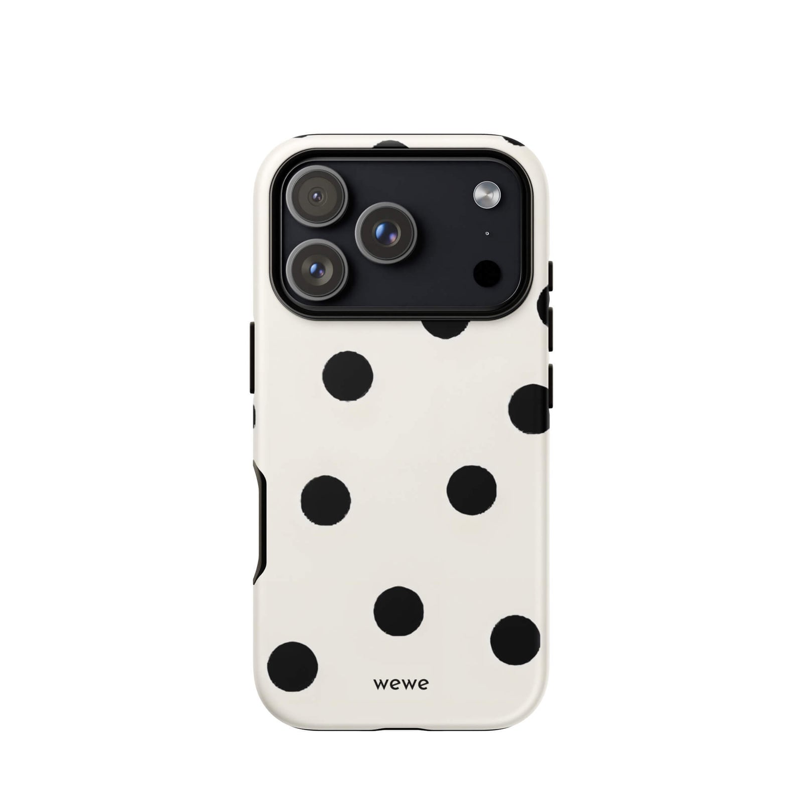 Custom bold black polka dot iphone case 17 pro classic modern aesthetic.