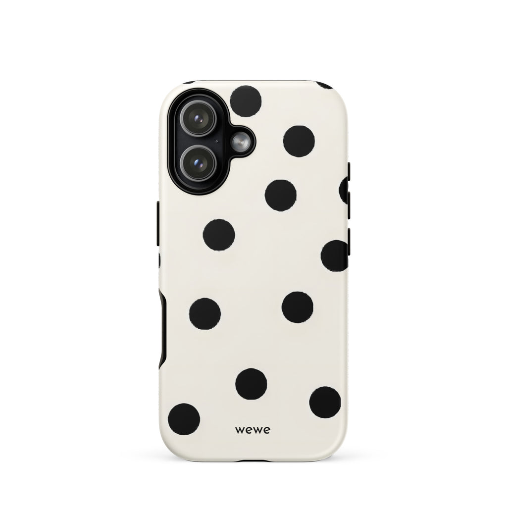 Custom bold black polka dot iphone case 17 classic modern aesthetic.
