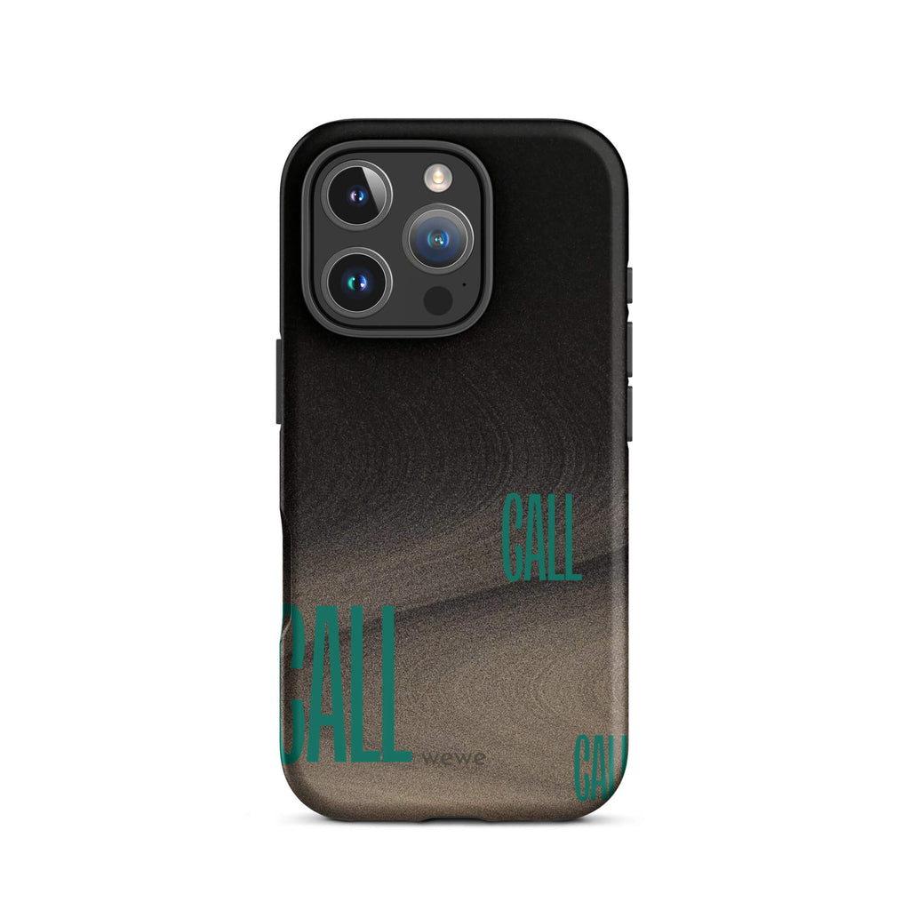 Custom your calling iPhone case 16 pro green graphic text design.