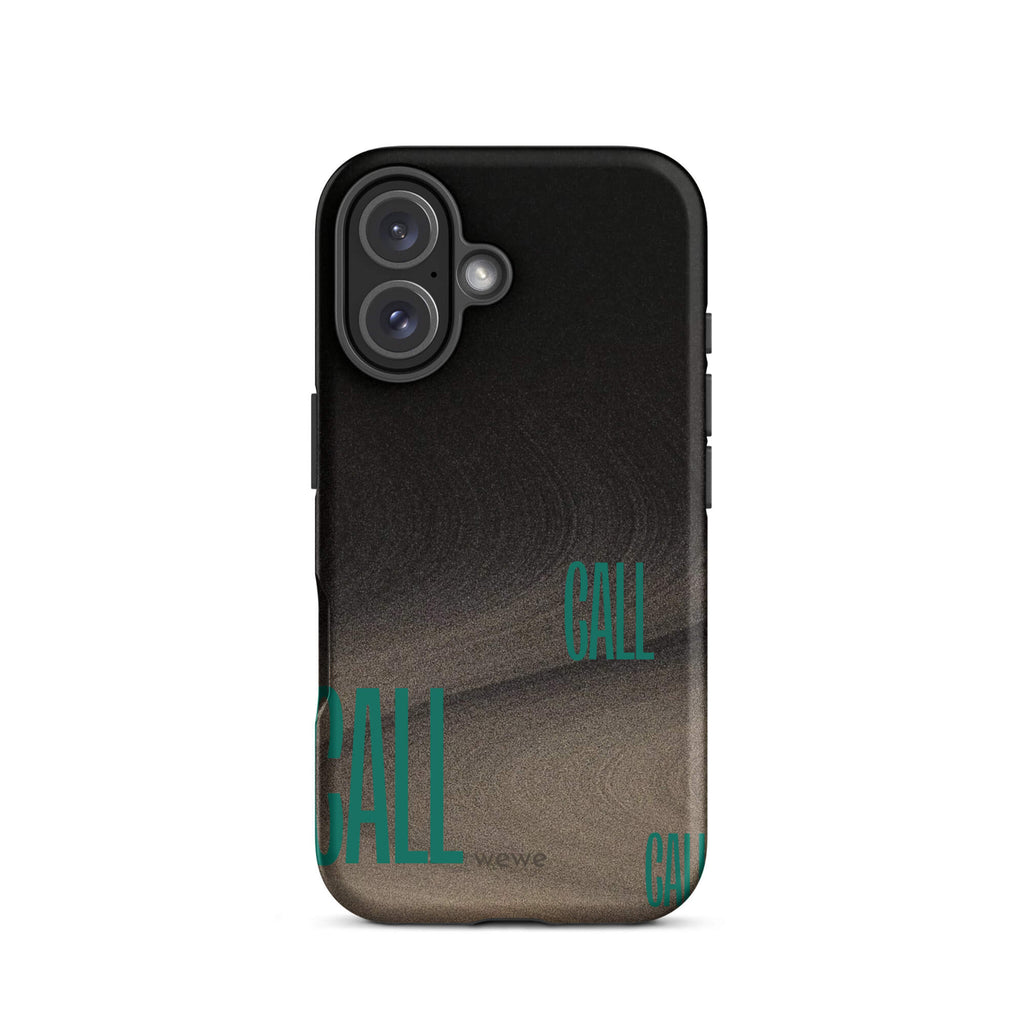 Custom your calling iPhone case 16 green graphic text design.