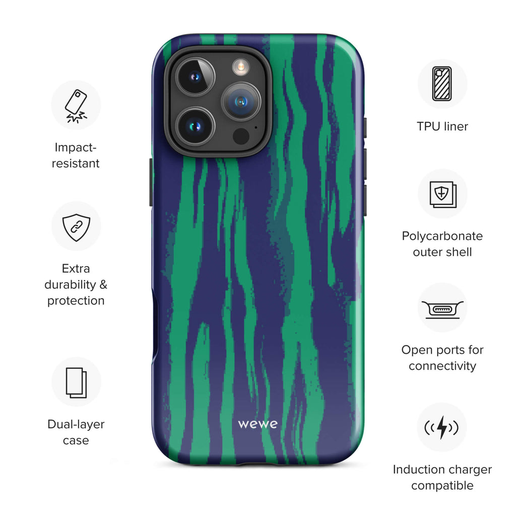 Custom green forest iphone case 16 pro max wireless charging compatible.