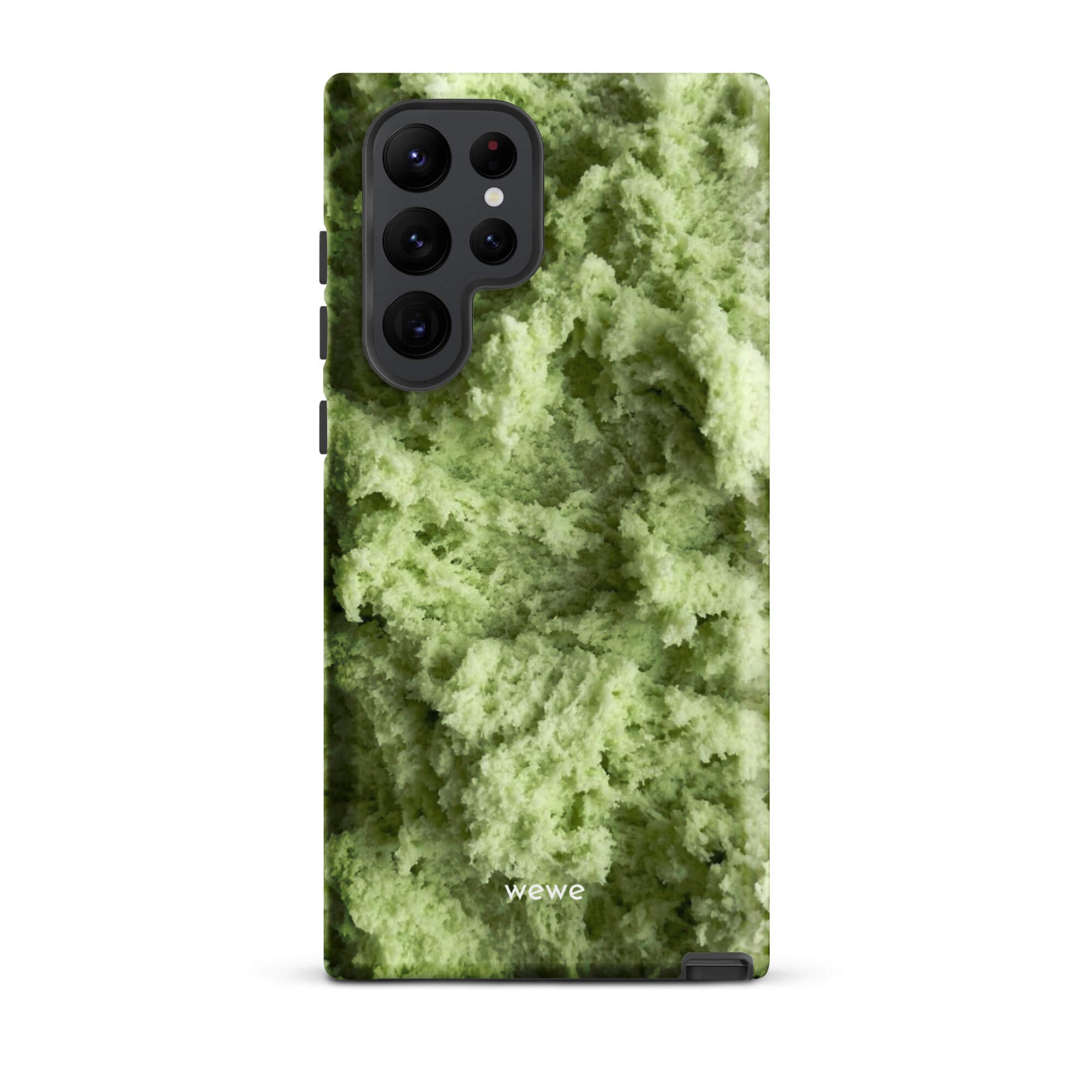 Custom samsung galaxy s22 ultra Phone case with a close-up, macro photo of a light green, frothy texture, resembling ice cream or foam.