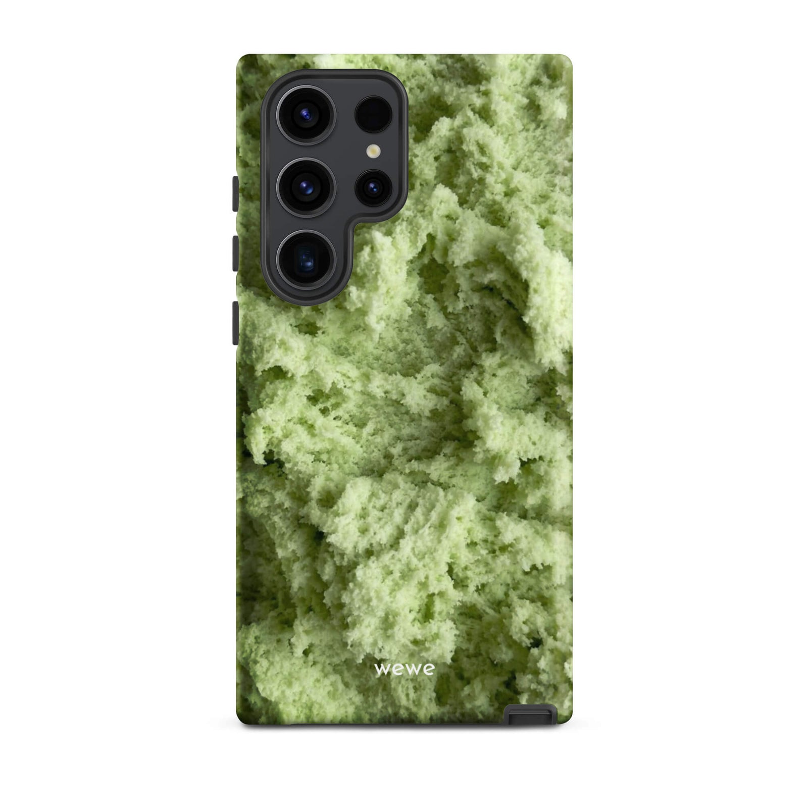 Custom samsung galaxy s23 ultra Phone case with a close-up, macro photo of a light green, frothy texture, resembling ice cream or foam.