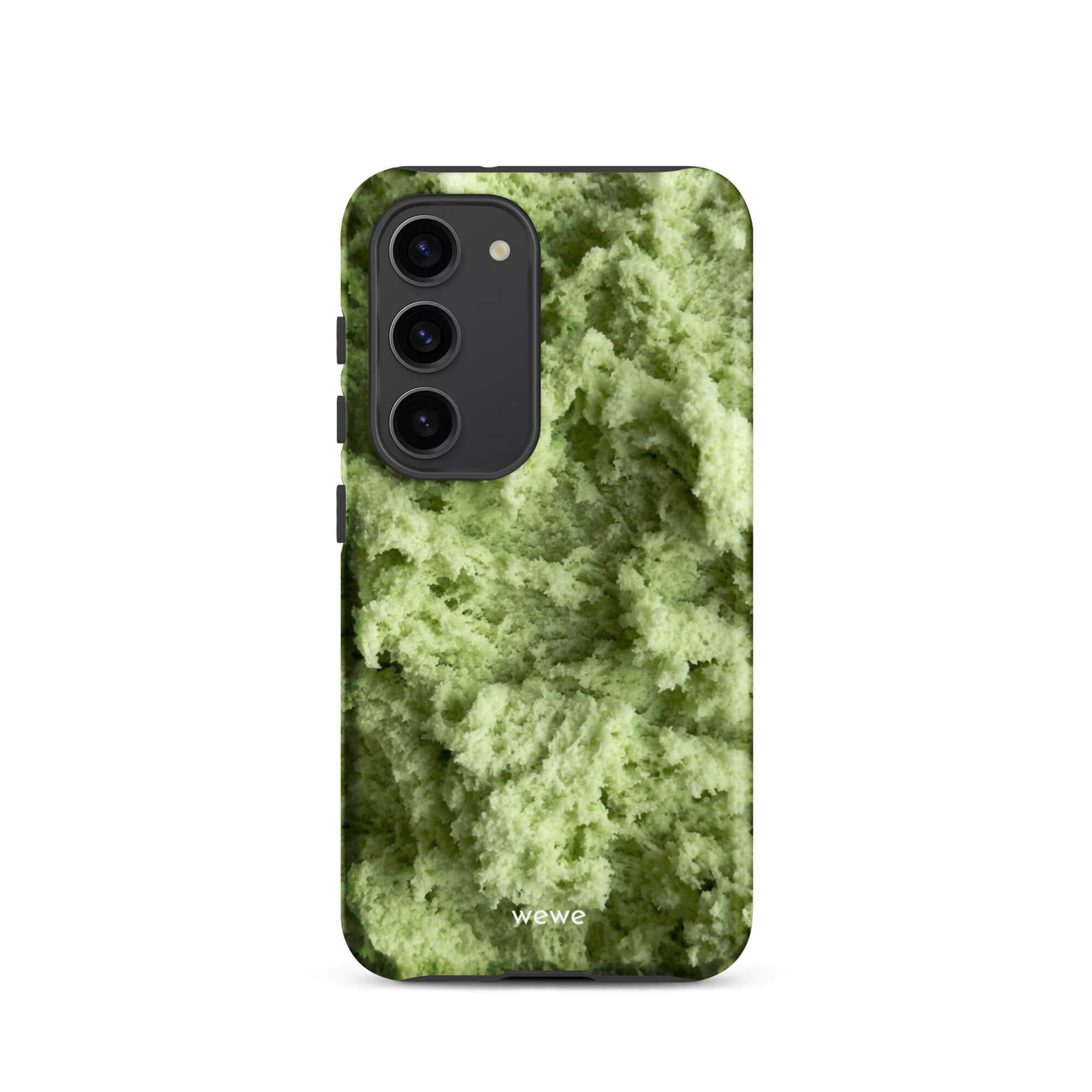 Custom samsung galaxy s23 Phone case with a close-up, macro photo of a light green, frothy texture, resembling ice cream or foam.