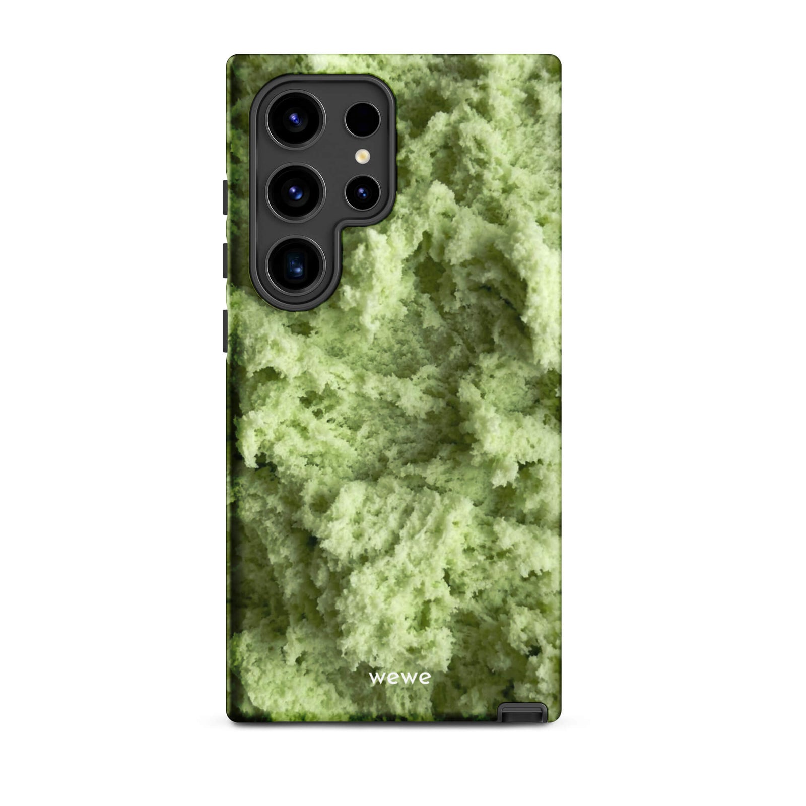 Custom samsung galaxy s24 ultra Phone case with a close-up, macro photo of a light green, frothy texture, resembling ice cream or foam.