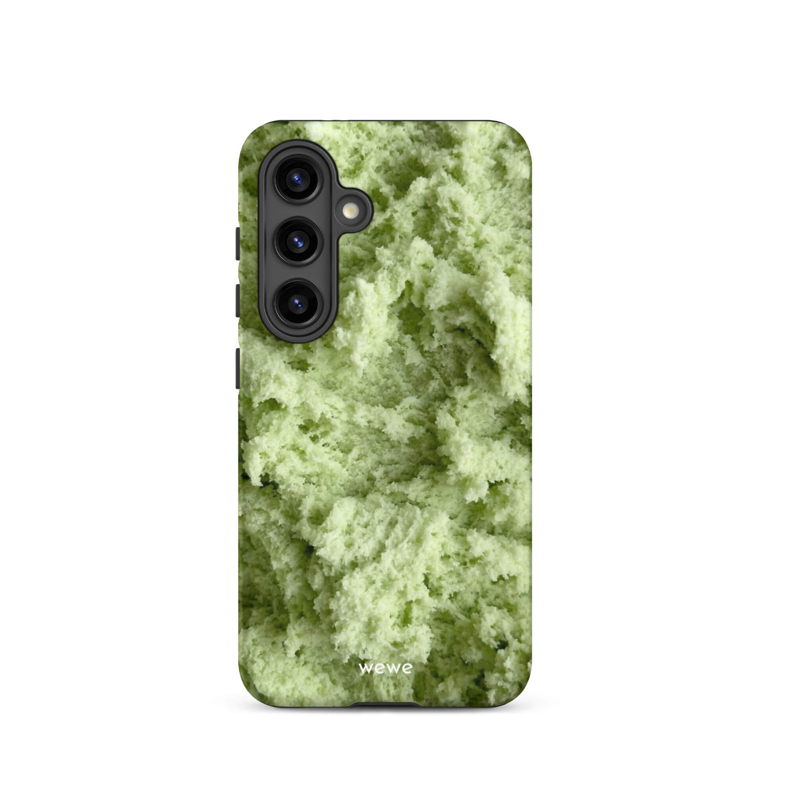 Custom samsung galaxy s24 Phone case with a close-up, macro photo of a light green, frothy texture, resembling ice cream or foam.