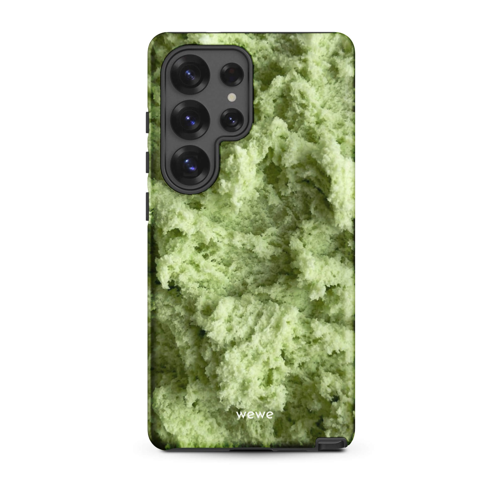 Custom samsung galaxy s25 ultra Phone case with a close-up, macro photo of a light green, frothy texture, resembling ice cream or foam.