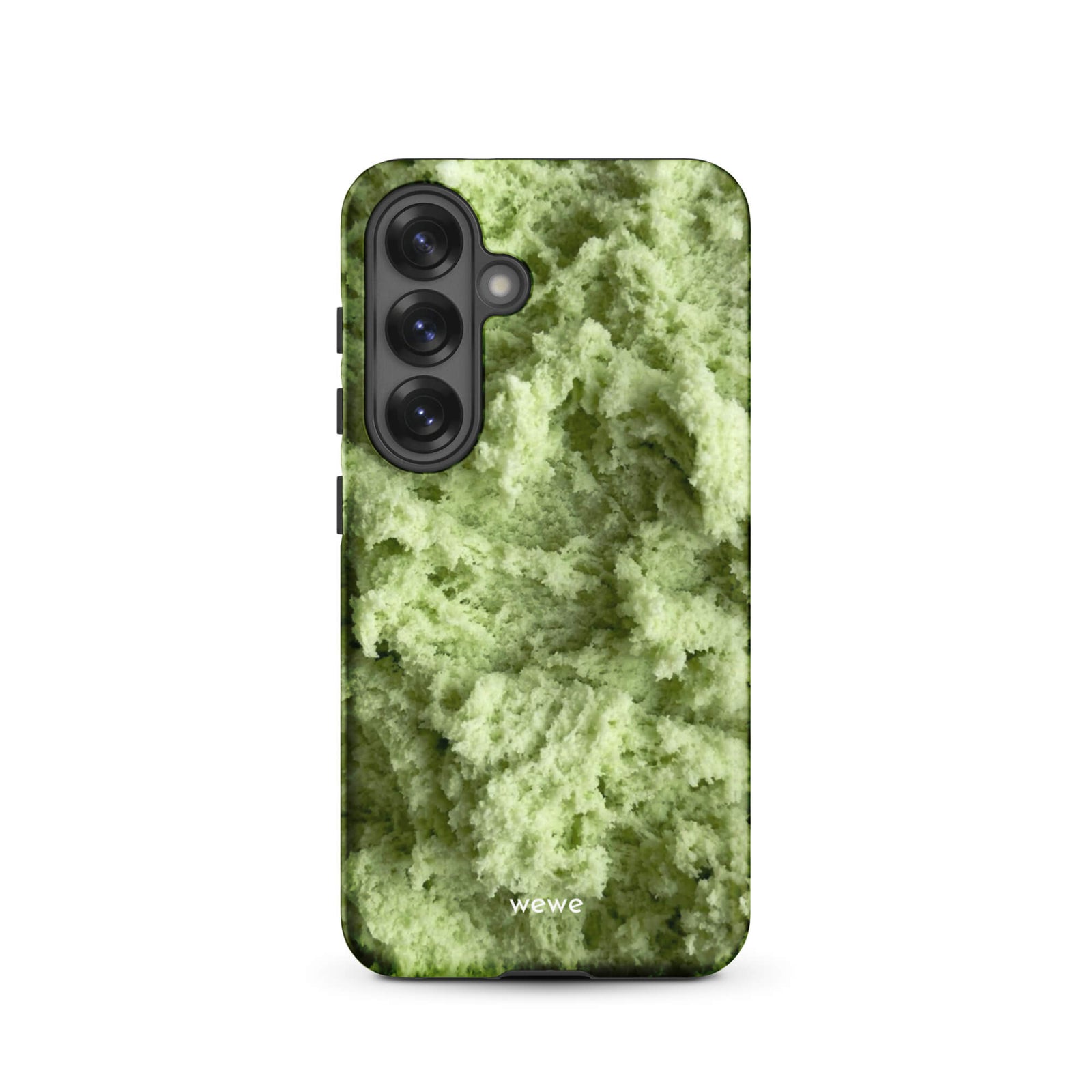 Custom samsung galaxy s25 Phone case with a close-up, macro photo of a light green, frothy texture, resembling ice cream or foam.