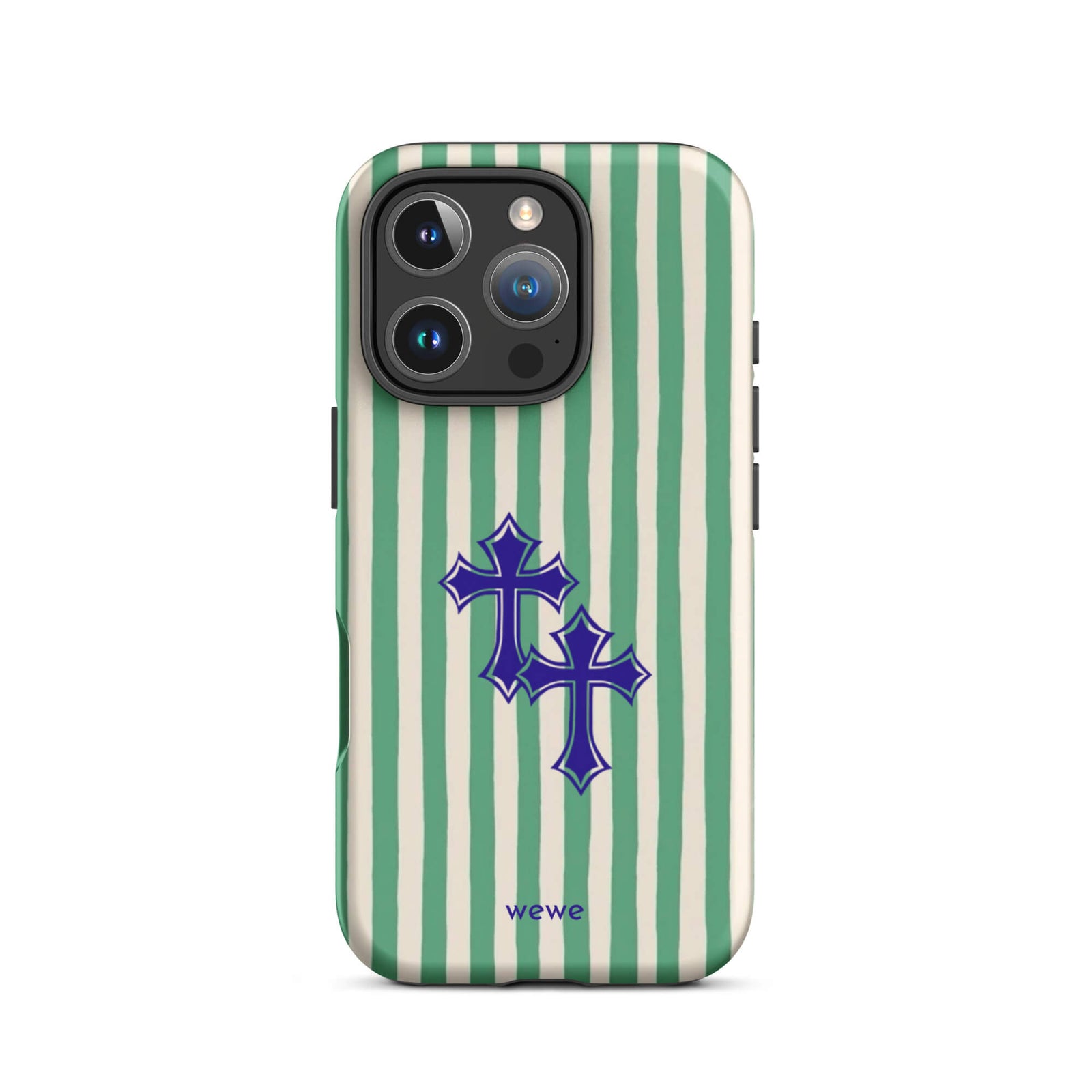 Custom green stripe iPhone case 16 pro punk aesthetic style.