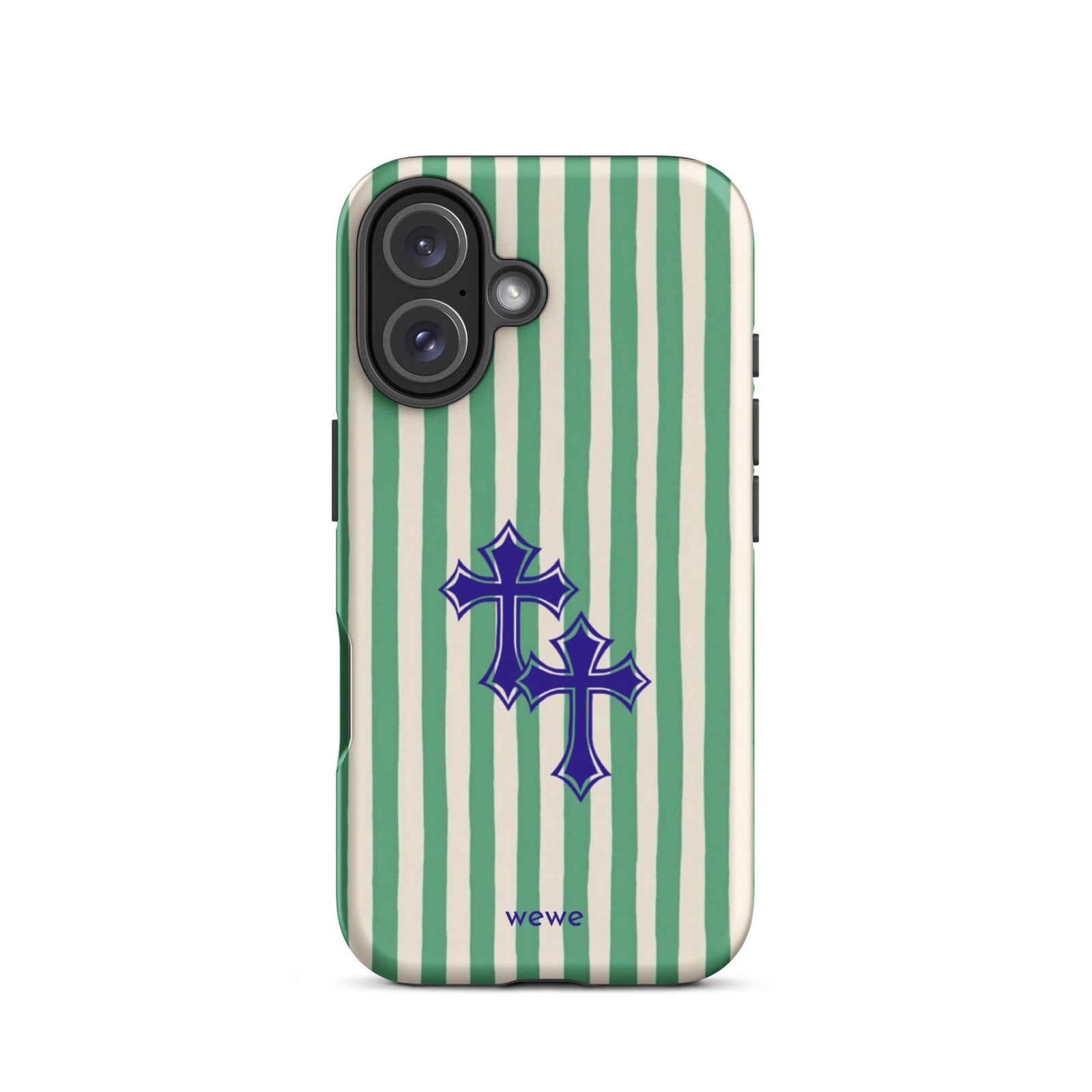 Custom green stripe iPhone case 16  punk aesthetic style.