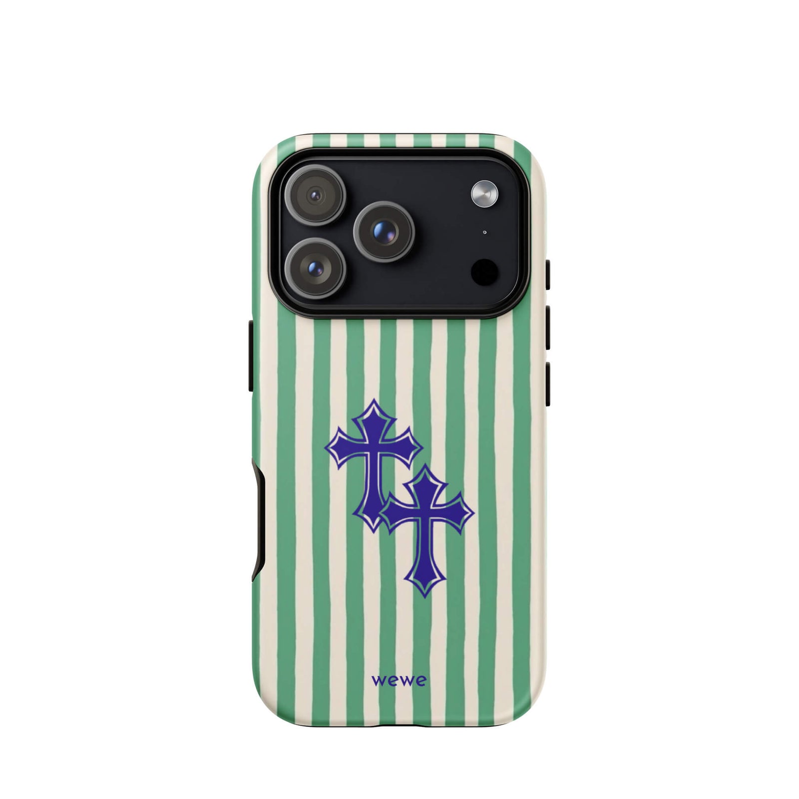 Custom green stripe iPhone case 17 pro punk aesthetic style.