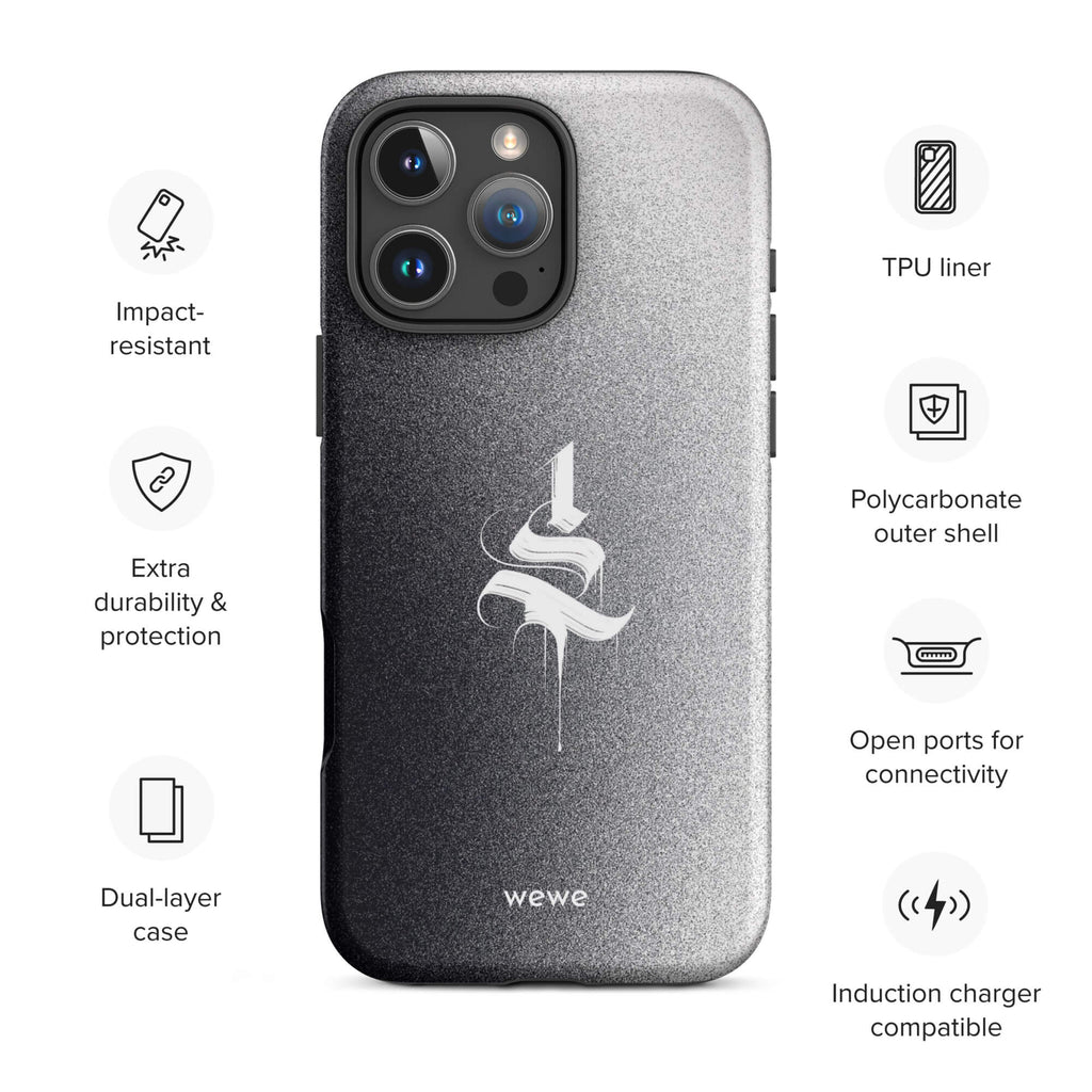 Custom monochrome mind iPhone case 16 pro max wireless charging compatible.