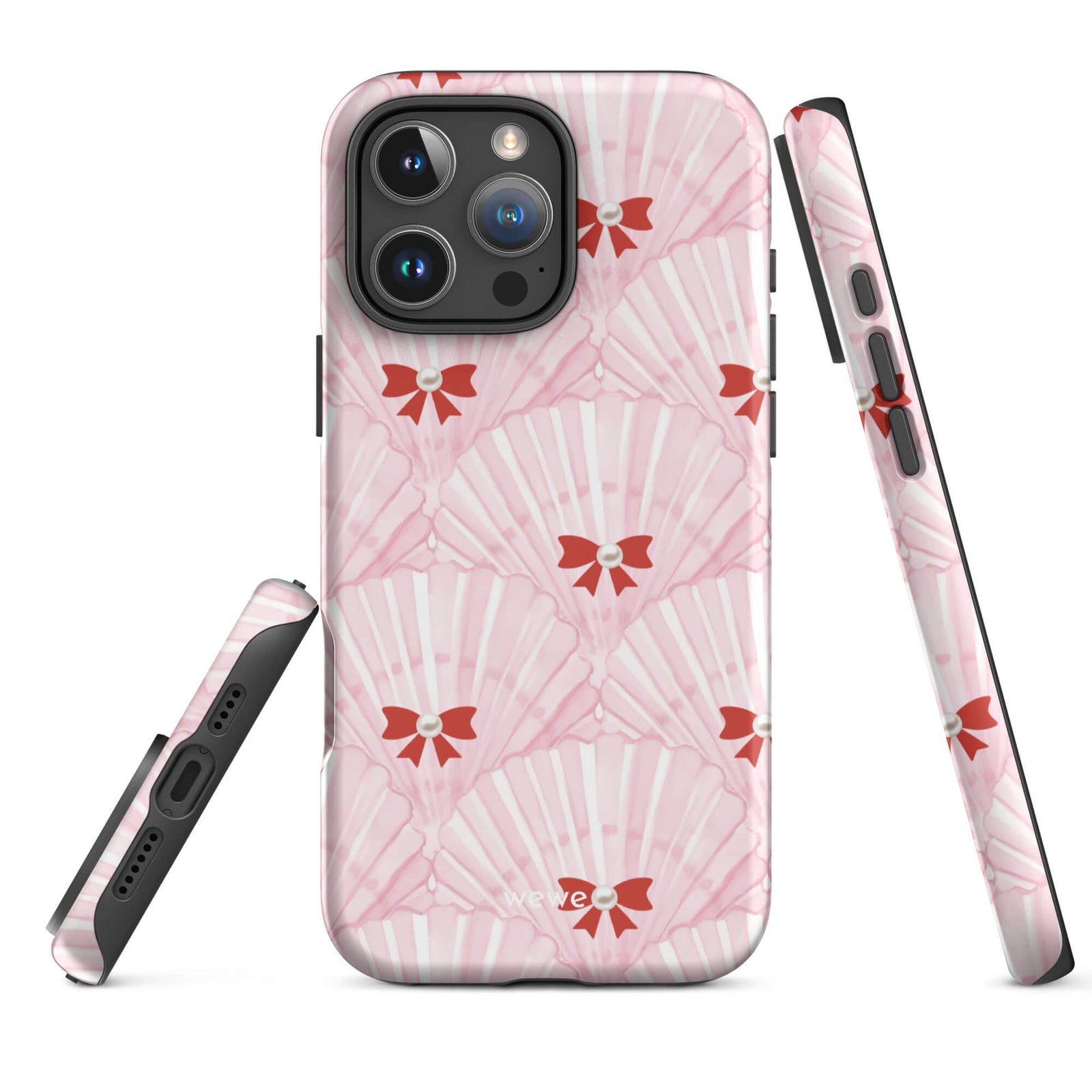 Custom hot pink bow iphone case 16 pro max cute feminine.