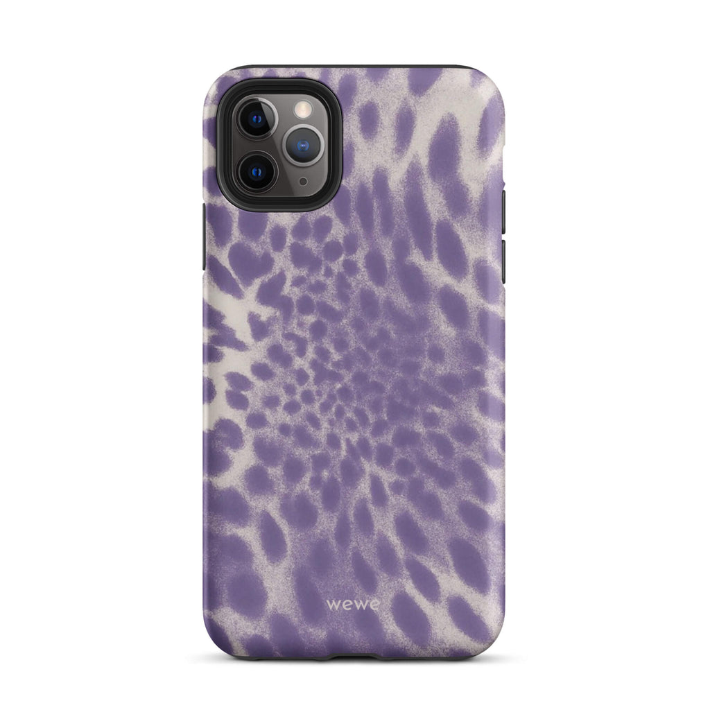 Lavender and cream iPhone case with soft-focus airbrushed leopard spots