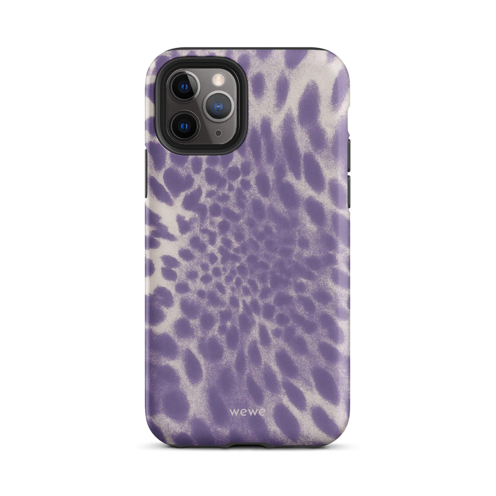 Lavender and cream iPhone case with soft-focus airbrushed leopard spots
