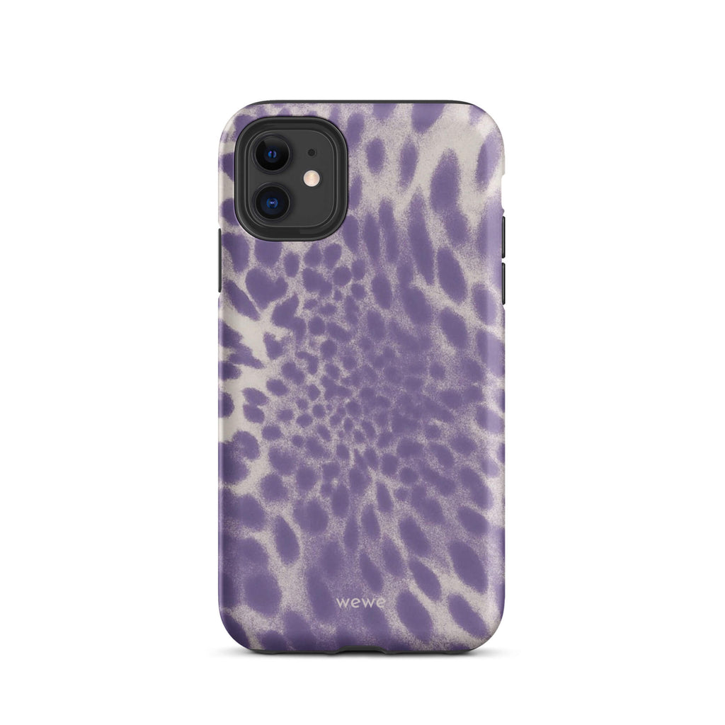 Lavender and cream iPhone case with soft-focus airbrushed leopard spots