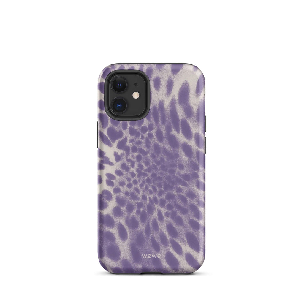 Lavender and cream iPhone case with soft-focus airbrushed leopard spots