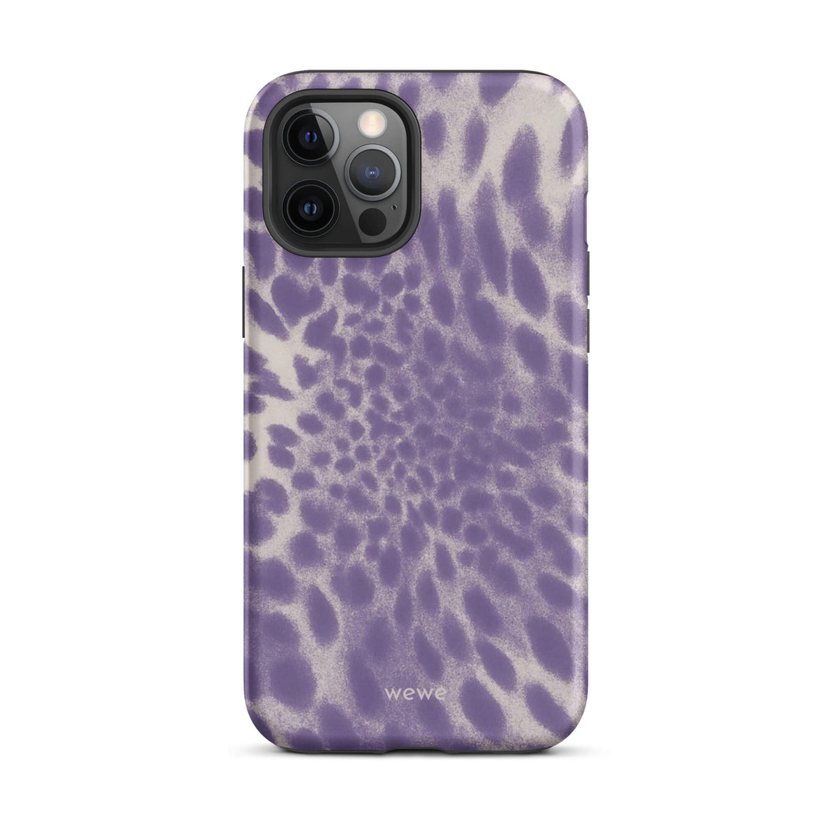 Lavender and cream iPhone case with soft-focus airbrushed leopard spots