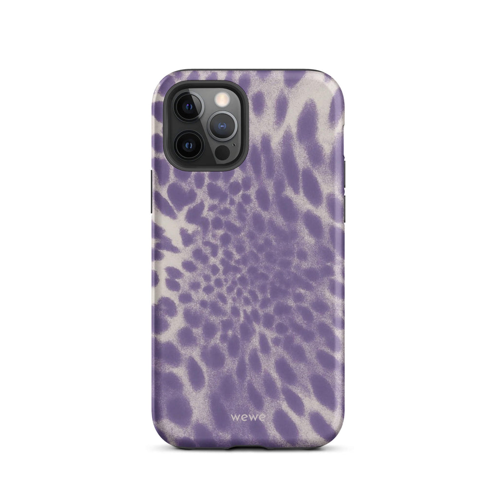 Lavender and cream iPhone case with soft-focus airbrushed leopard spots