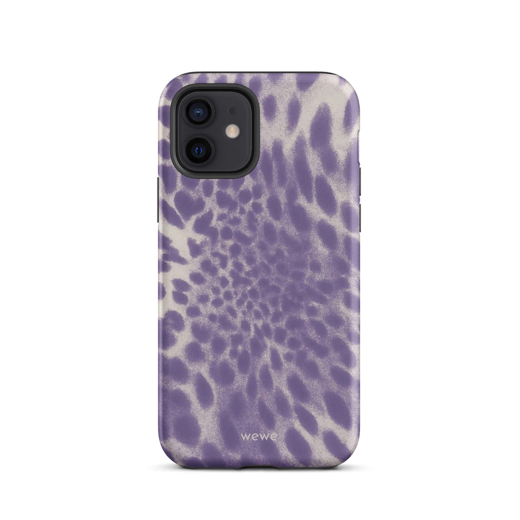 Lavender and cream iPhone case with soft-focus airbrushed leopard spots