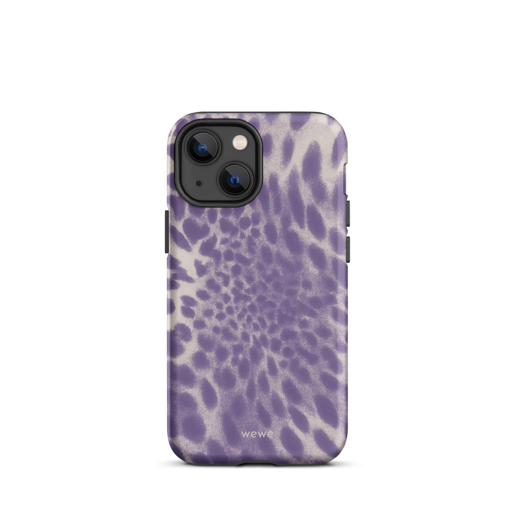 Lavender and cream iPhone case with soft-focus airbrushed leopard spots