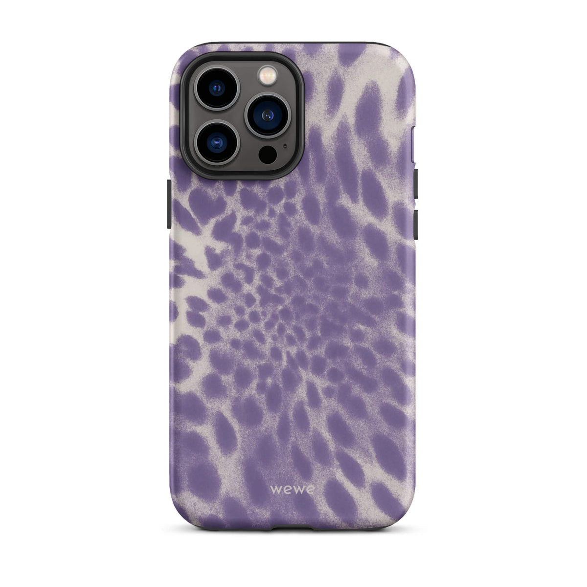 Lavender and cream iPhone case with soft-focus airbrushed leopard spots