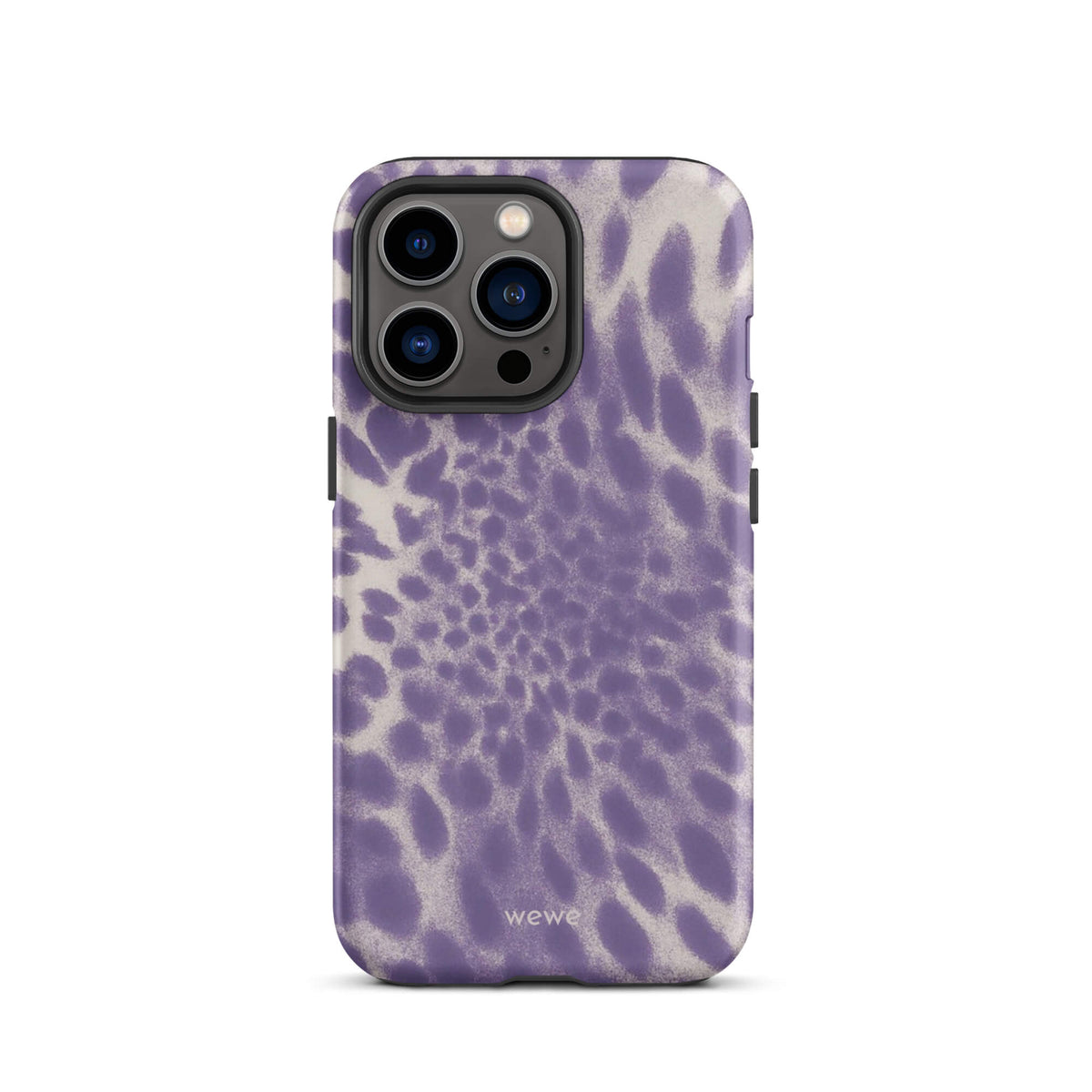 Lavender and cream iPhone case with soft-focus airbrushed leopard spots