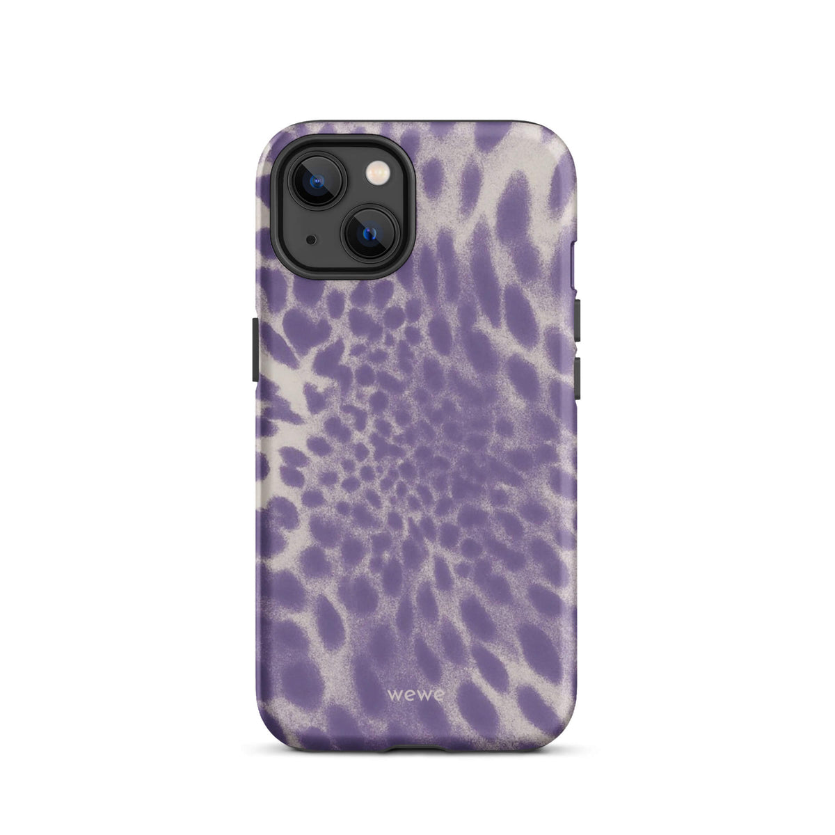 Lavender and cream iPhone case with soft-focus airbrushed leopard spots