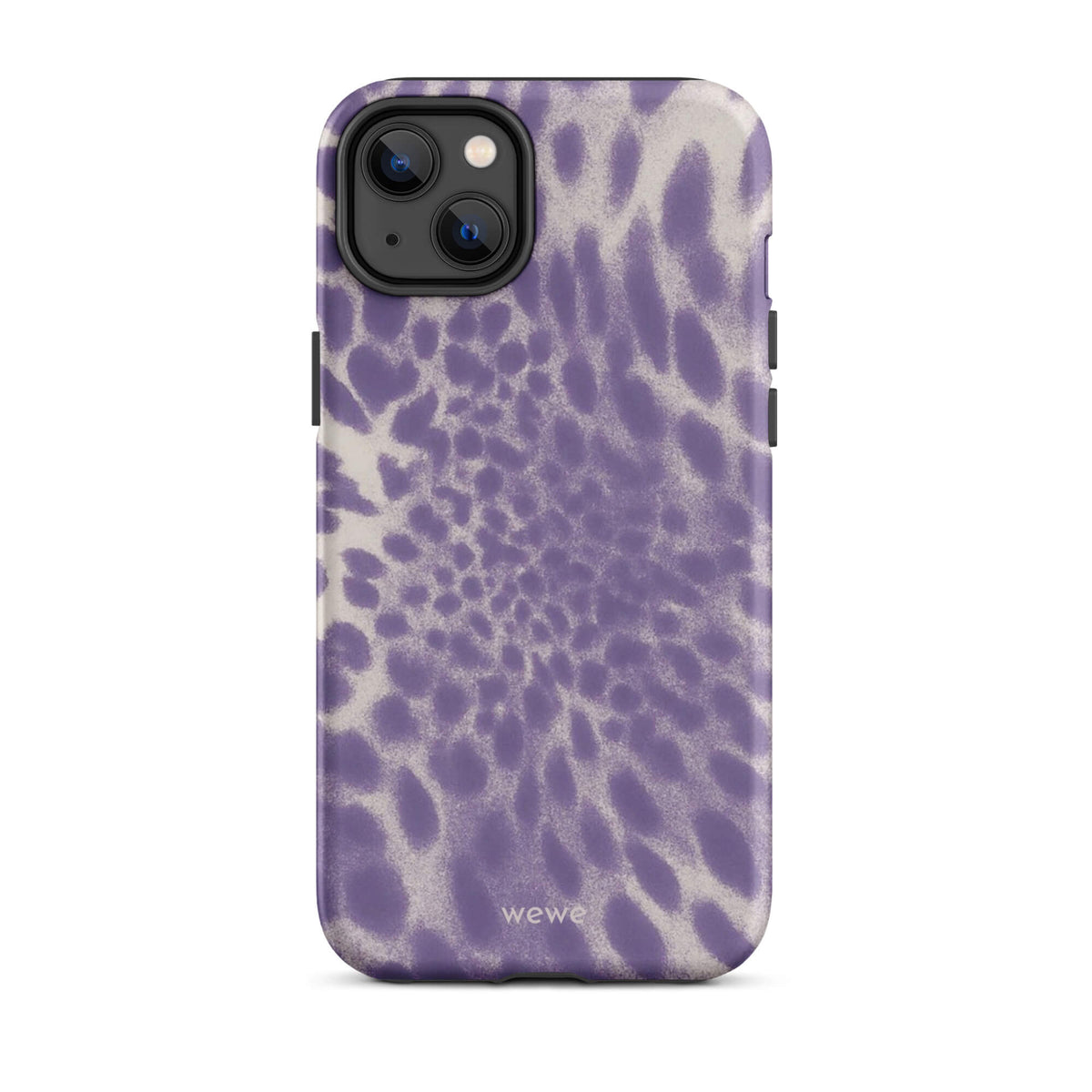 Lavender and cream iPhone case with soft-focus airbrushed leopard spots