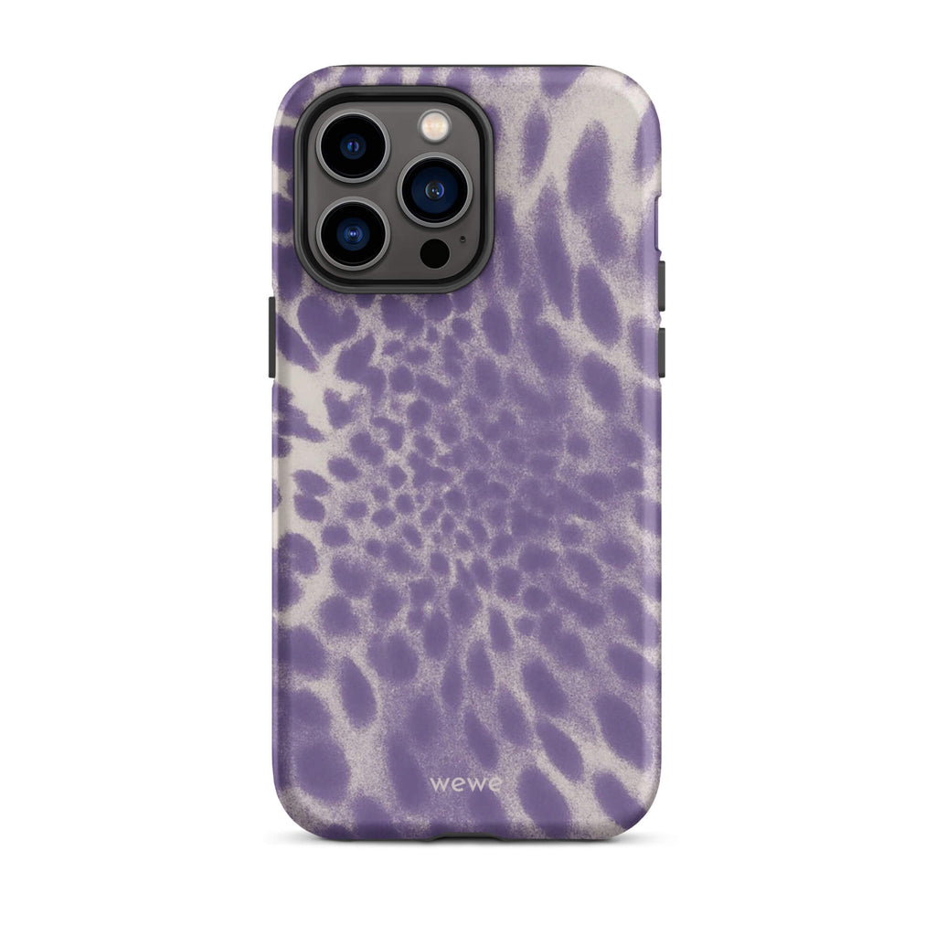 Lavender and cream iPhone case with soft-focus airbrushed leopard spots