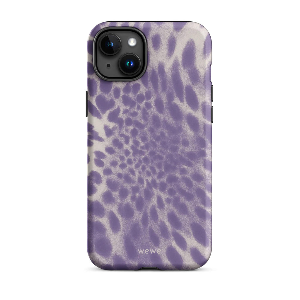 Lavender and cream iPhone case with soft-focus airbrushed leopard spots