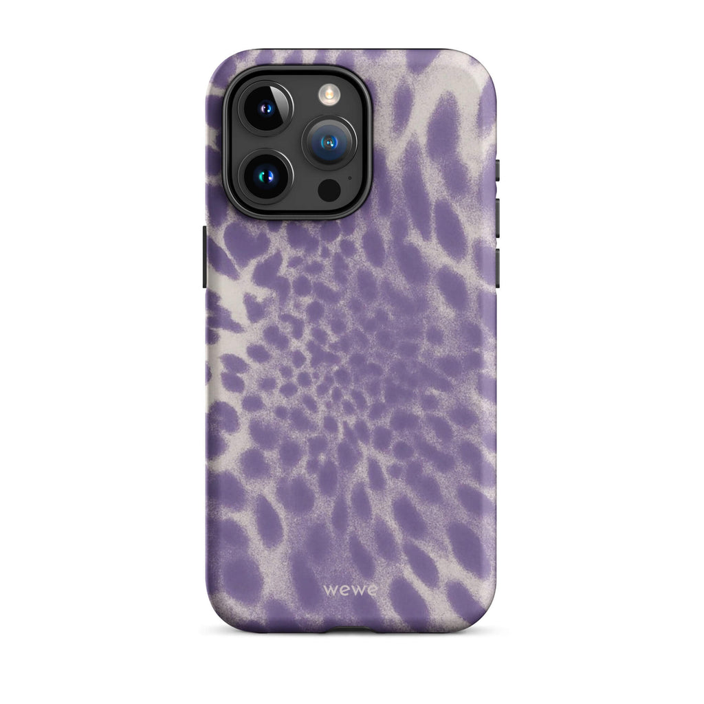 Lavender and cream iPhone case with soft-focus airbrushed leopard spots