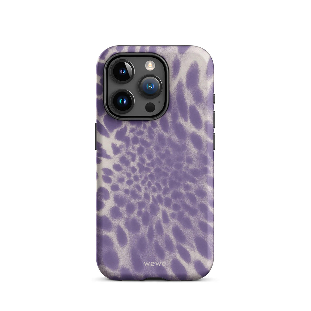 Lavender and cream iPhone case with soft-focus airbrushed leopard spots