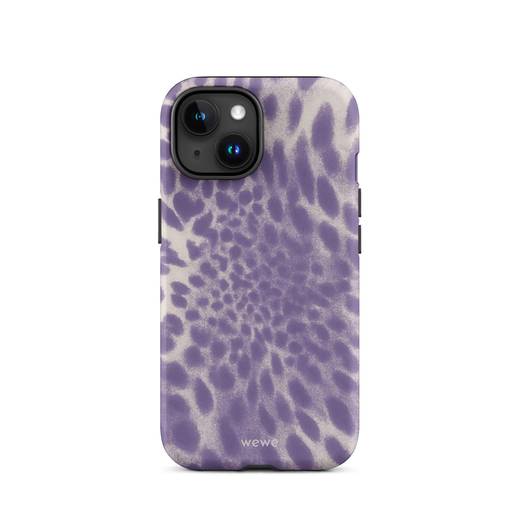 Lavender and cream iPhone case with soft-focus airbrushed leopard spots