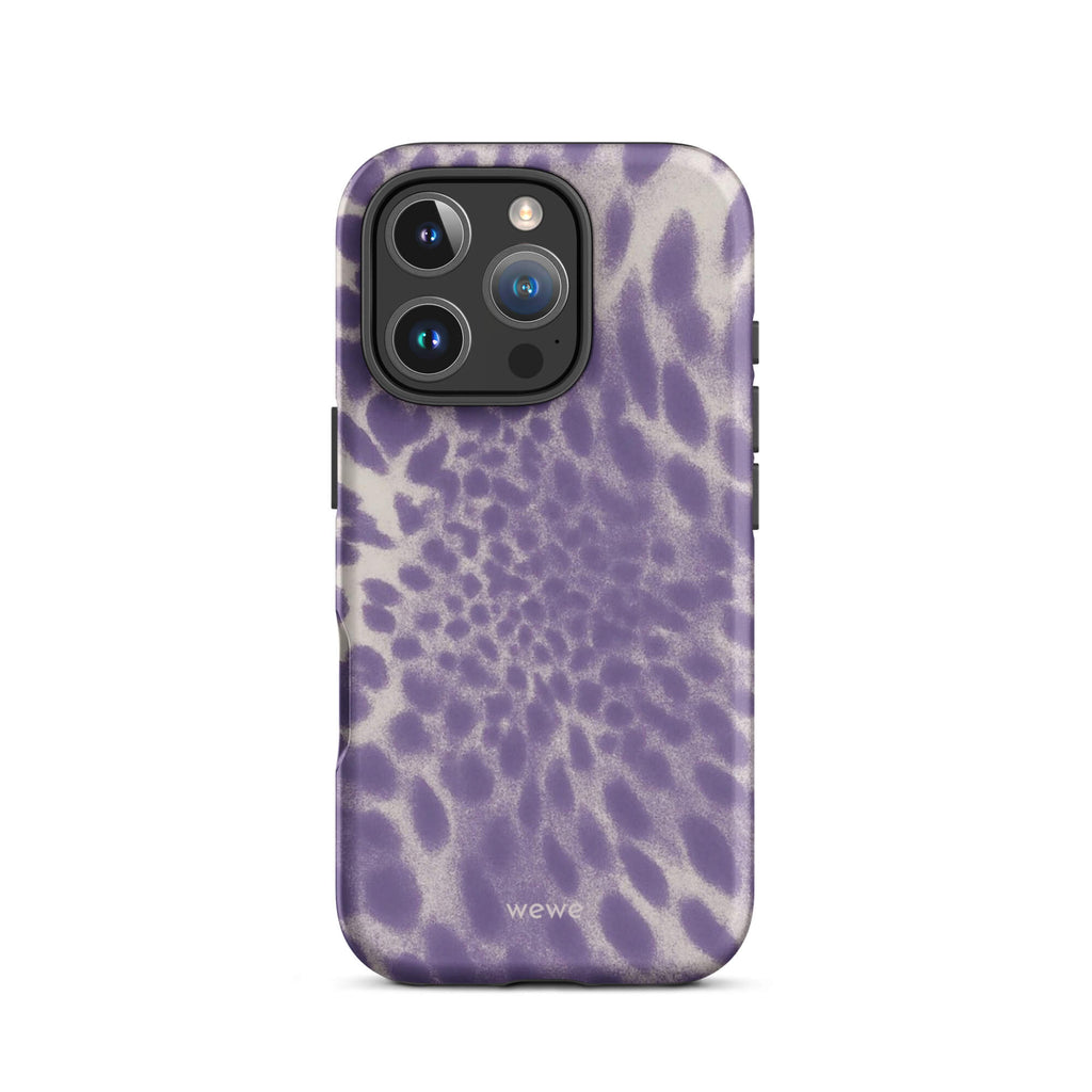 Lavender and cream iPhone case with soft-focus airbrushed leopard spots