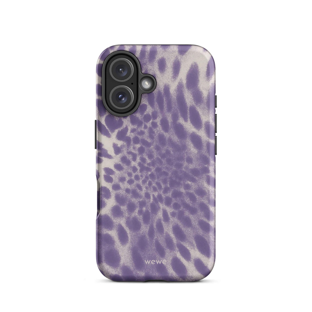 Lavender and cream iPhone case with soft-focus airbrushed leopard spots