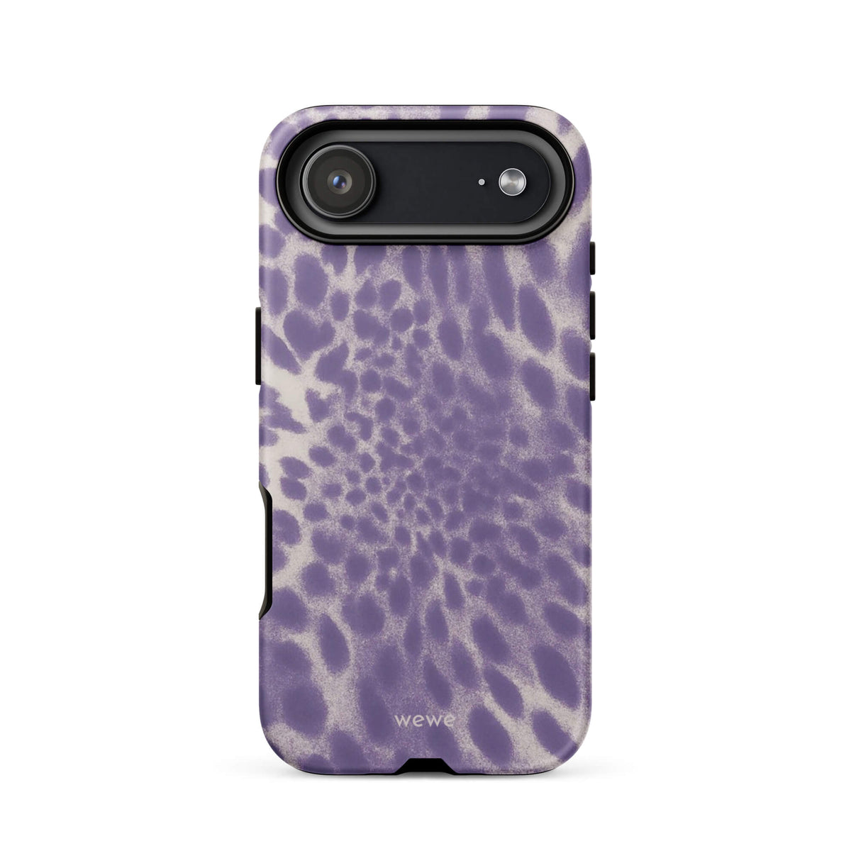 Lavender and cream iPhone case with soft-focus airbrushed leopard spots